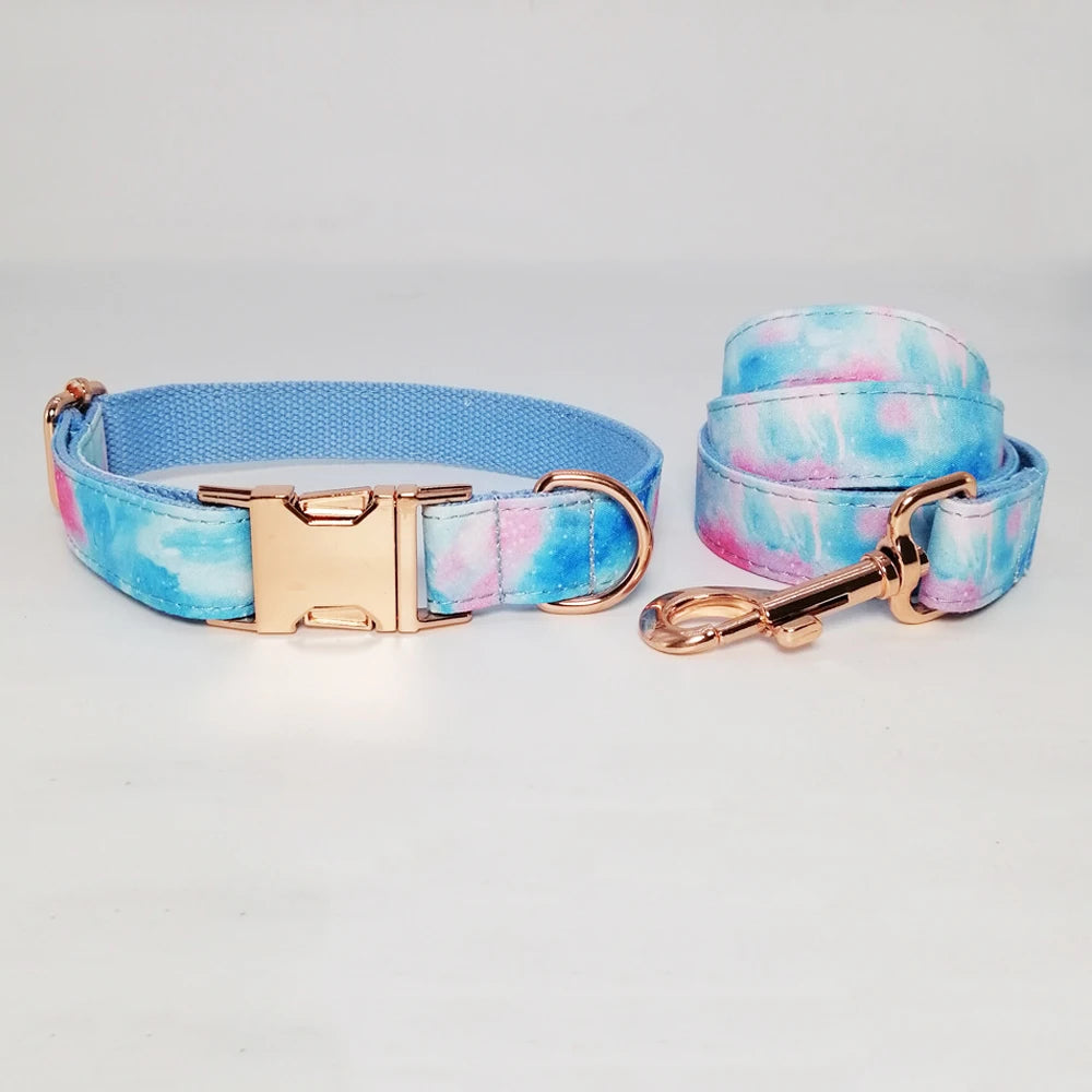 Colorful Personalized Dog Collar and Leash Set