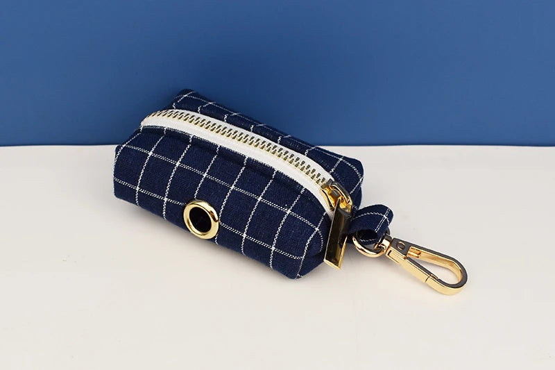 Dark Blue Check Pet Collar Set