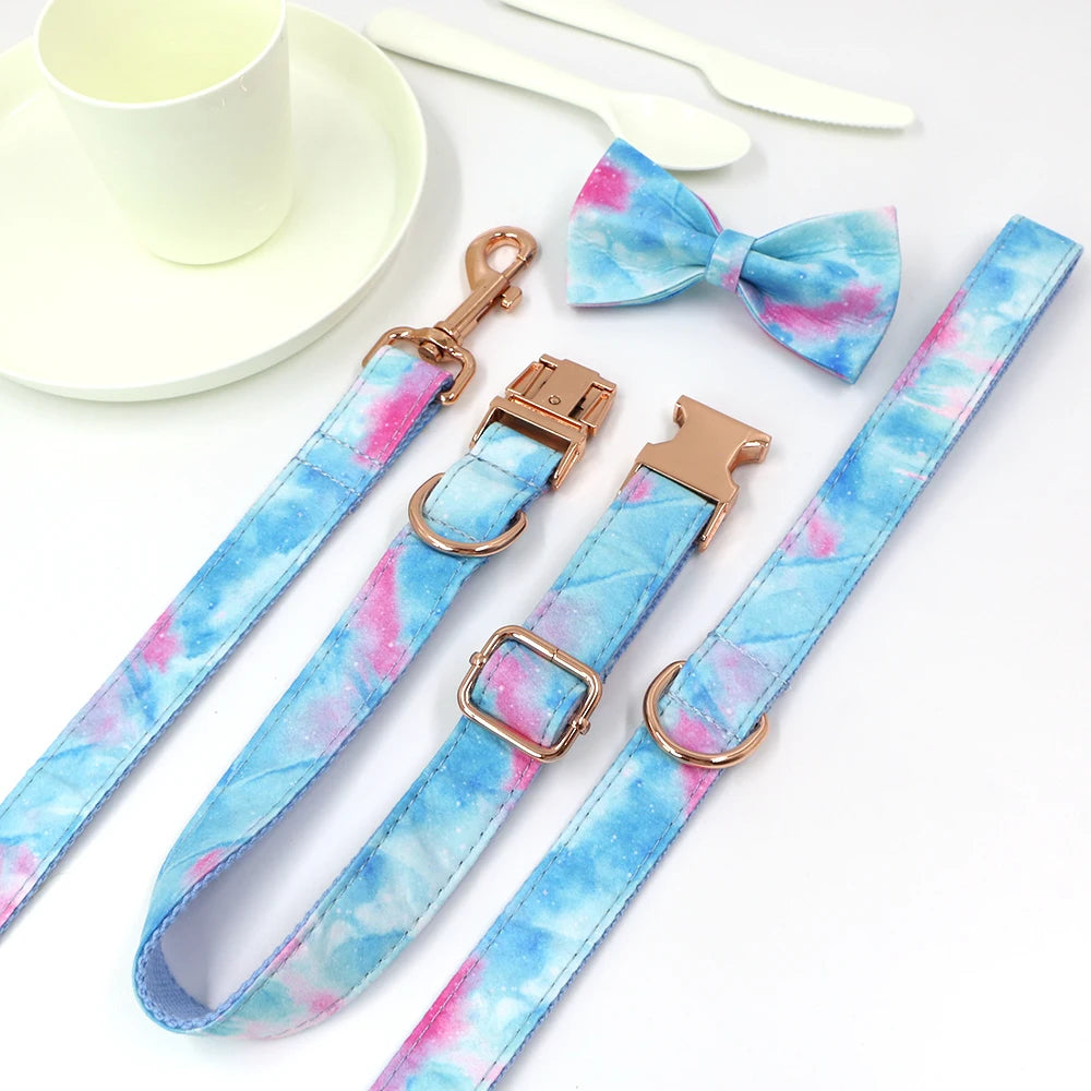Colorful Personalized Dog Collar and Leash Set