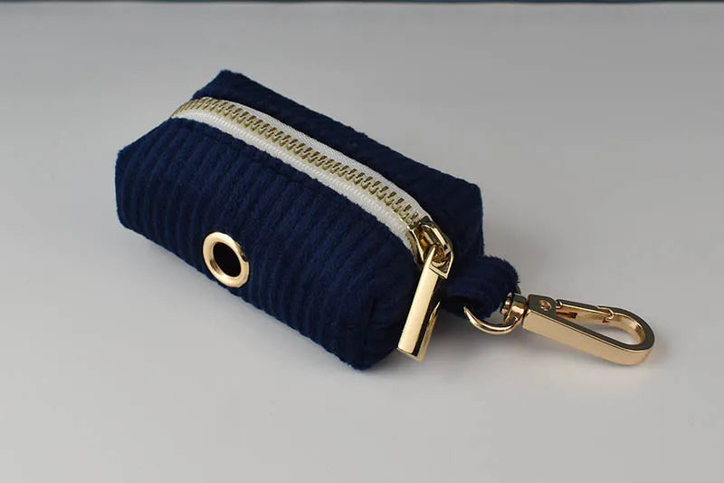 Deep Blue Corduroy Pet Collar And Leash Set