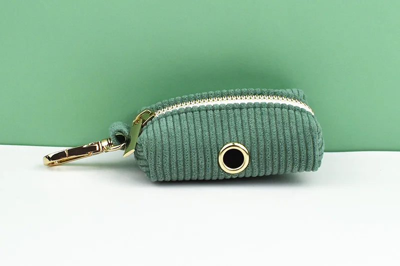 Dark Green Corduroy Pet Sets - Custom Engraved Nameplate