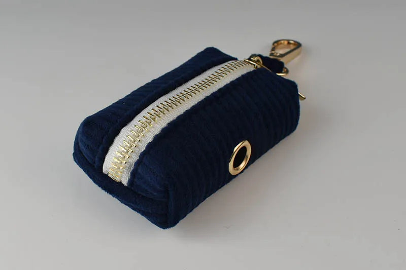 Deep Blue Corduroy Pet Collar And Leash Set