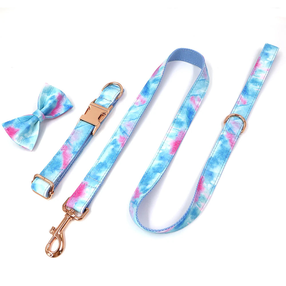 Colorful Personalized Dog Collar and Leash Set