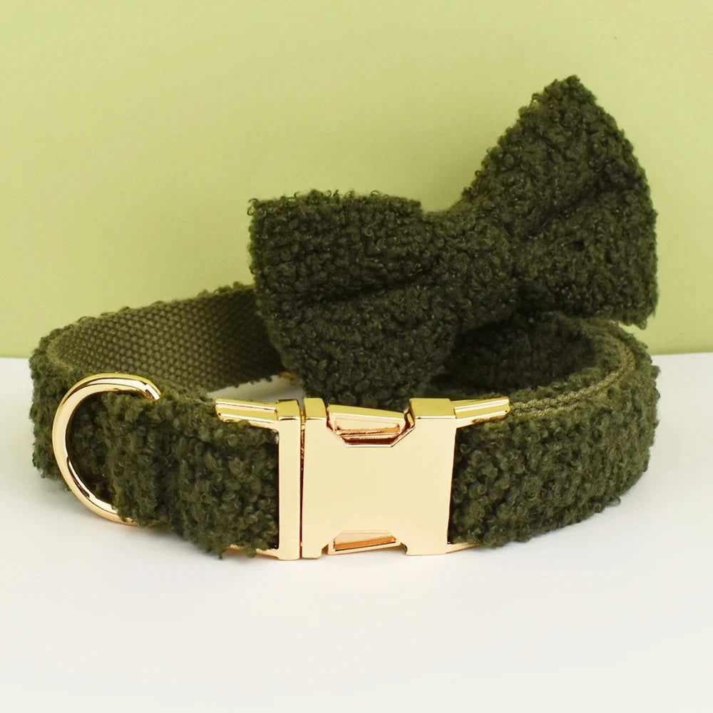 Dark Green Teddy Pet Harness And Leash Set
