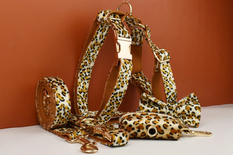 Leopard Print - Pet Collar Leashes & Harness Set