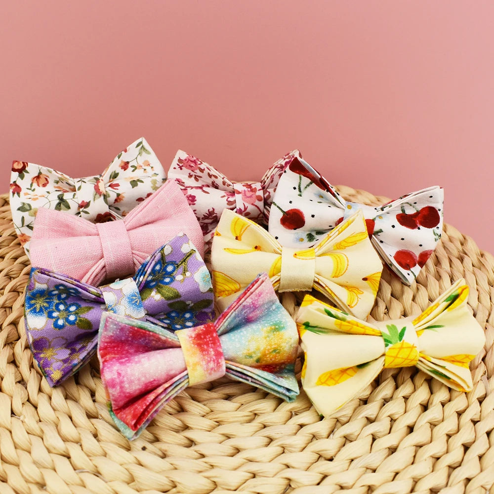 Cotton Cat Collar & Bow With Customized Name Engraving