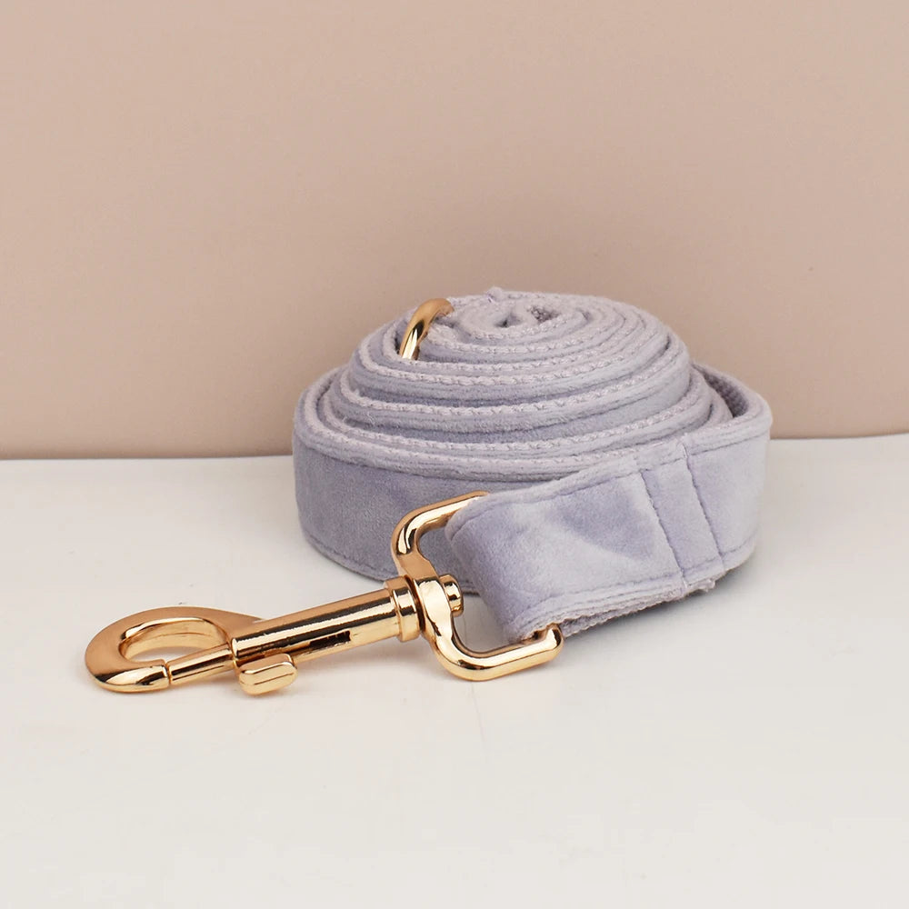 Lilac Dog Collar Harness Leash Set - Custom Engraved Nameplate
