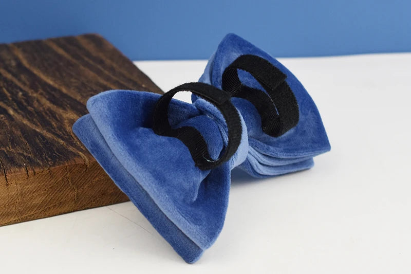 Navy Blue Velvet Dog Collar And Leash Set