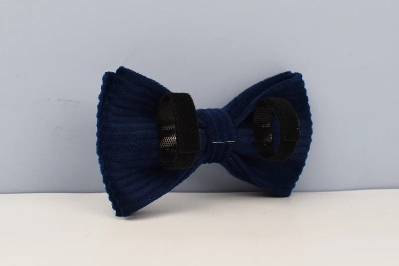 Deep Blue Corduroy Pet Collar And Leash Set