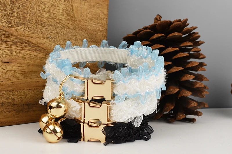 Lace Cat Collar - Personalized Customized Name With Bell