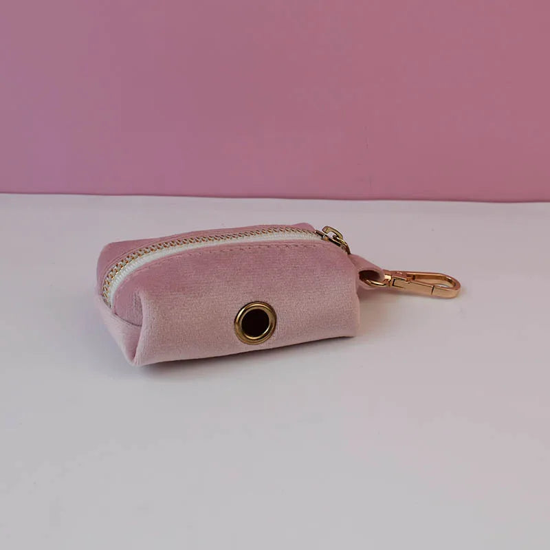 Pale Pink Velvet Dog Collar And Leash Set