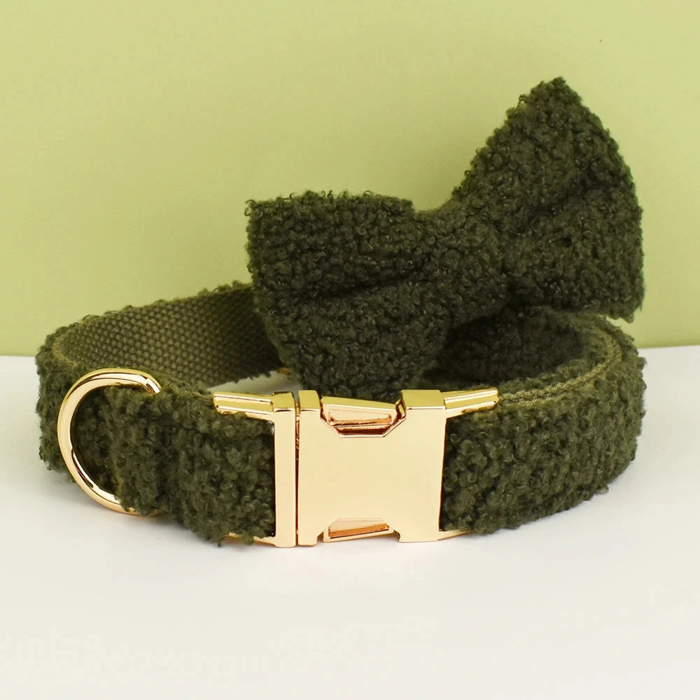 Dark Green Teddy Pet Harness And Leash Set