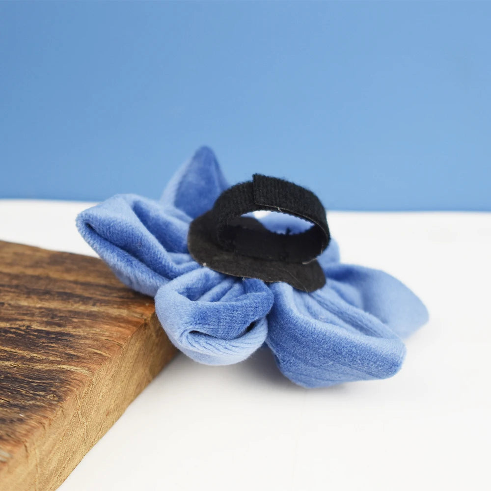 Navy Blue Velvet Dog Collar And Leash Set