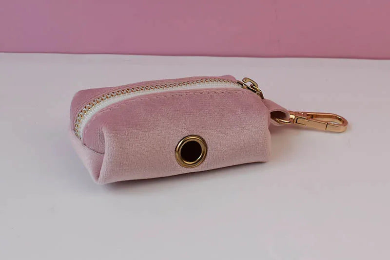 Pale Pink Velvet Dog Collar And Leash Set