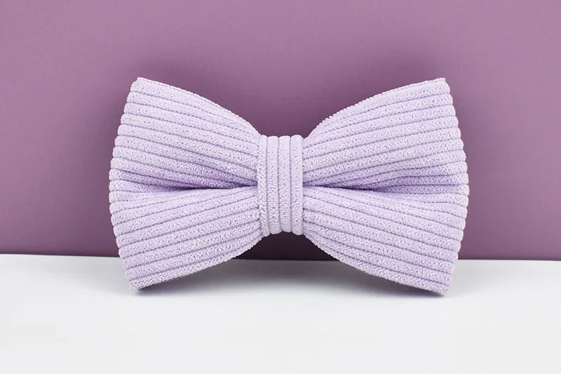 Purple Corduroy Pet Collar And Leash Set with Engraved Nameplate