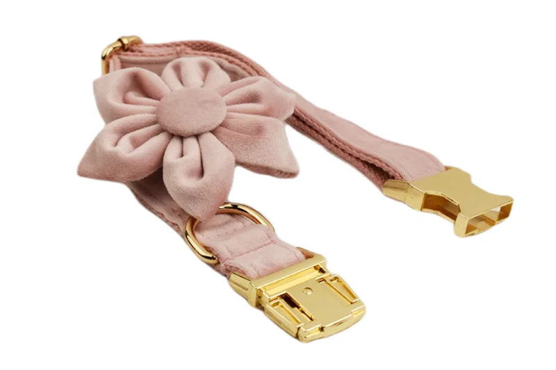 Light Pink Velvet Pet Dog Harness And Leash Set