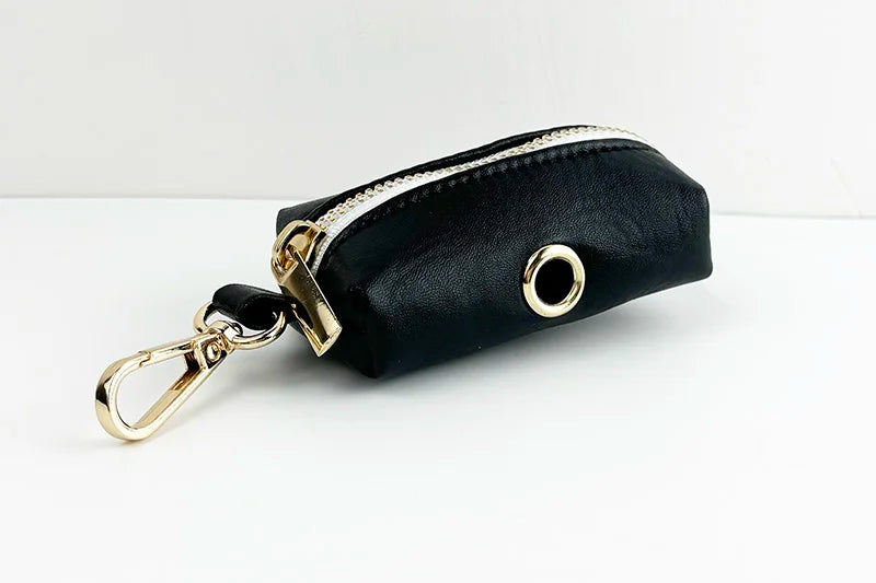 Black Leather Pet Collar And Leash Set With Custom Engraved Nameplate