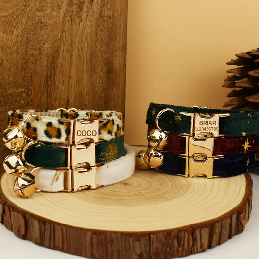 Personalized Velvet Collar with Custom Name for Cats. Soft, Stylish & Comfortable