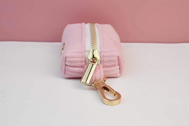 Pink Corduroy Pet Collar And Leash Set with Custom Engraved Nameplate