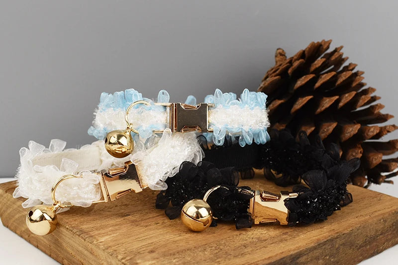 Lace Cat Collar - Personalized Customized Name With Bell