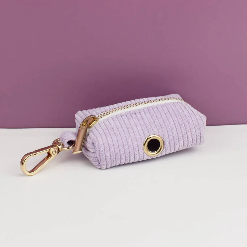 Purple Corduroy Pet Collar And Leash Set with Engraved Nameplate
