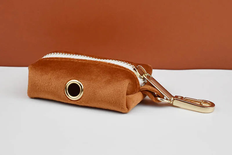 Tan Velvet Pet Collar And Leash Set - Custom Engraved Name