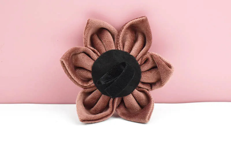 Dusty Pink Velvet Pet Collar And Leash Set with Nameplate