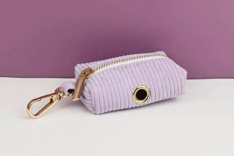 Purple Corduroy Pet Collar And Leash Set with Engraved Nameplate