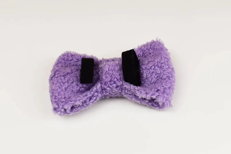 Purple Teddy Cotton Pet Collar And Leash Set with Engraved Nameplate