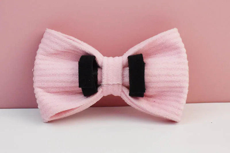 Pink Corduroy Pet Collar And Leash Set with Custom Engraved Nameplate