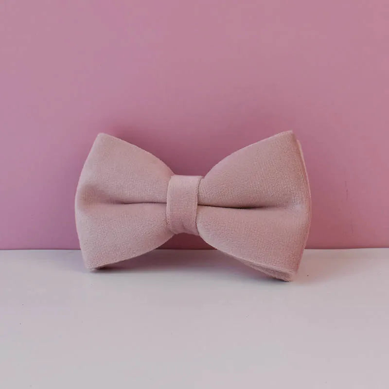 Pale Pink Velvet Dog Collar And Leash Set