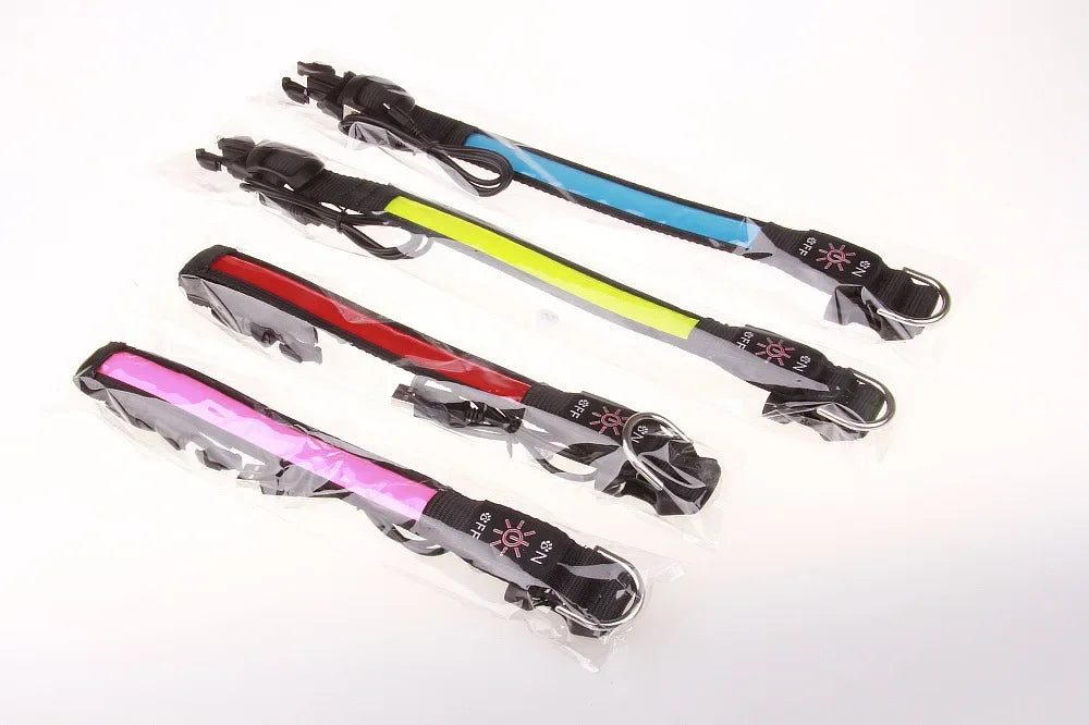 LED Glowing Dog Collar Adjustable Flashing USB Charging Luminous Collar Night Light Harness For Big Medium Small Dogs Pet Items