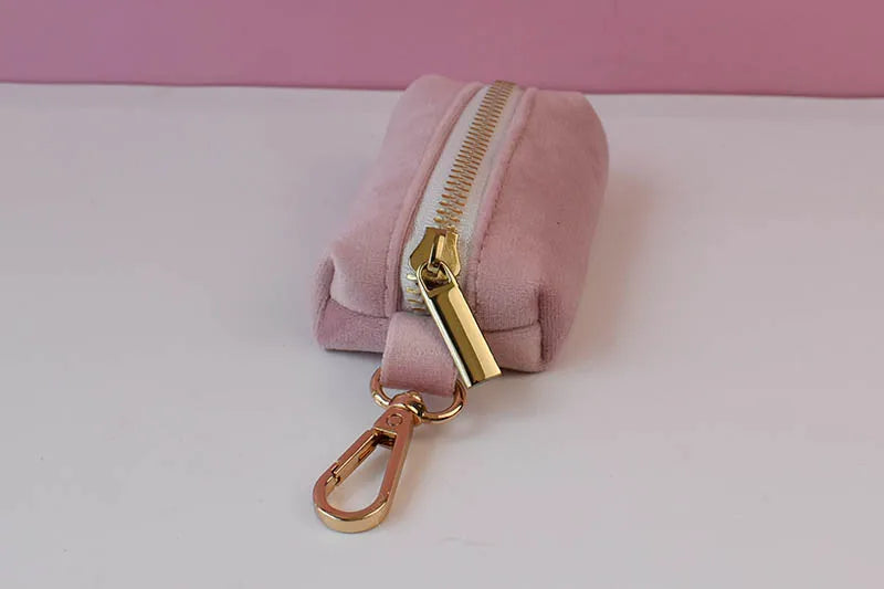 Pale Pink Velvet Dog Collar And Leash Set