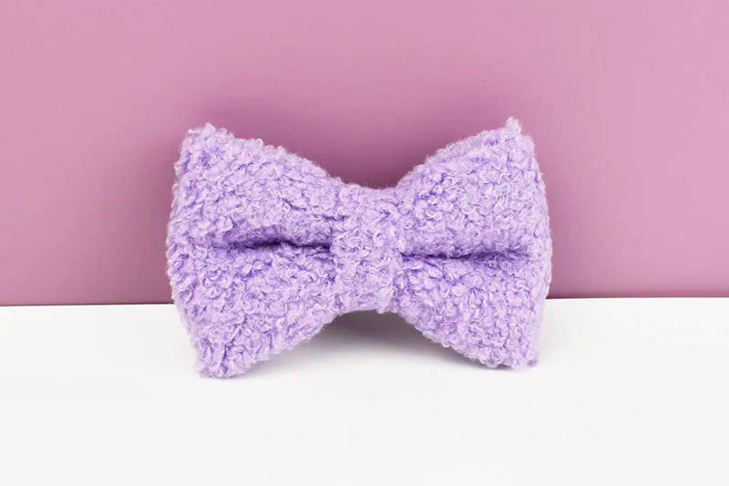 Purple Teddy Cotton Pet Collar And Leash Set with Engraved Nameplate