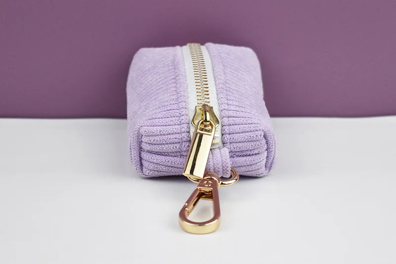 Purple Corduroy Pet Collar And Leash Set with Engraved Nameplate