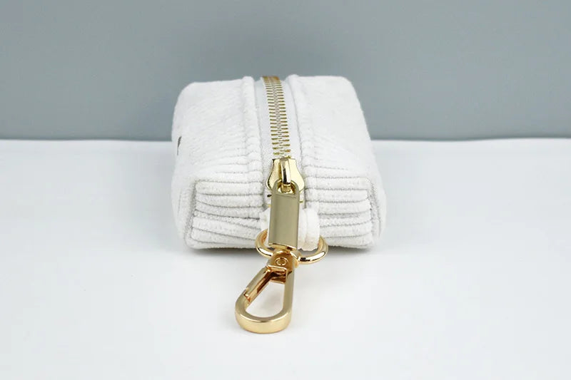 White Corduroy Pet Collar And Leash Set With Custom Engraved Nameplate