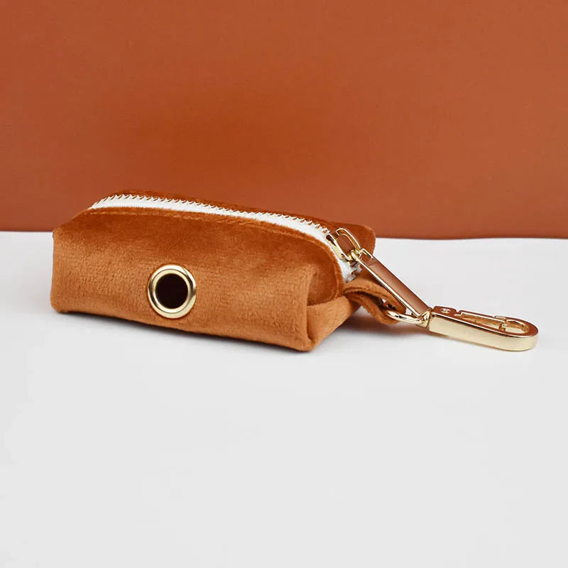 Tan Velvet Pet Collar And Leash Set - Custom Engraved Name