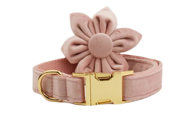 Light Pink Velvet Pet Dog Harness And Leash Set